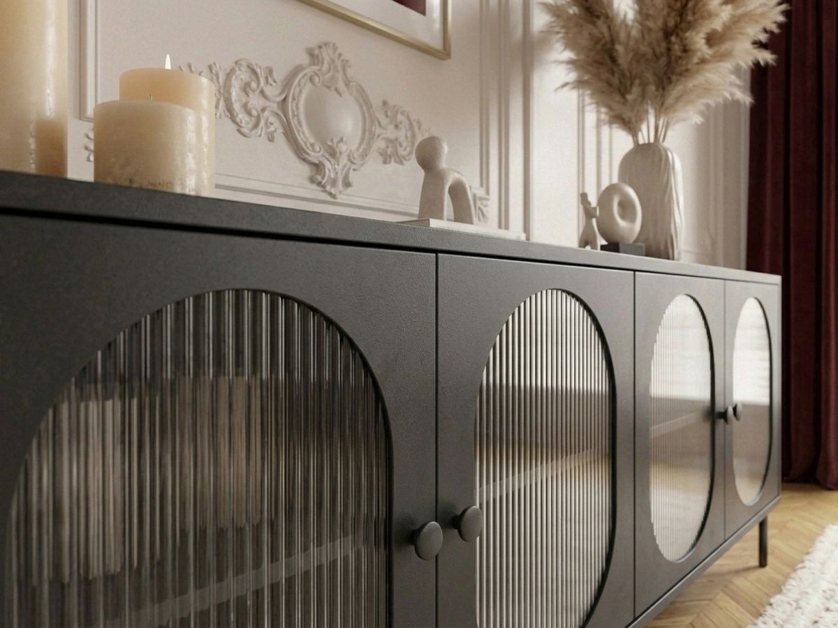 Buffet 4 portes verre fumé SOHAN — vue 5