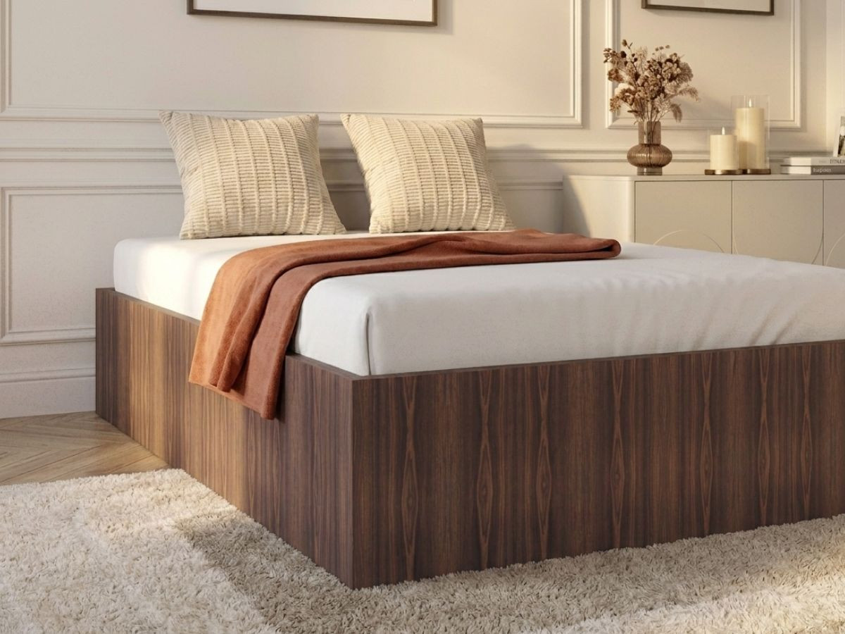 Sommier coffre NIRA rangement XL bois foncé — vue 4