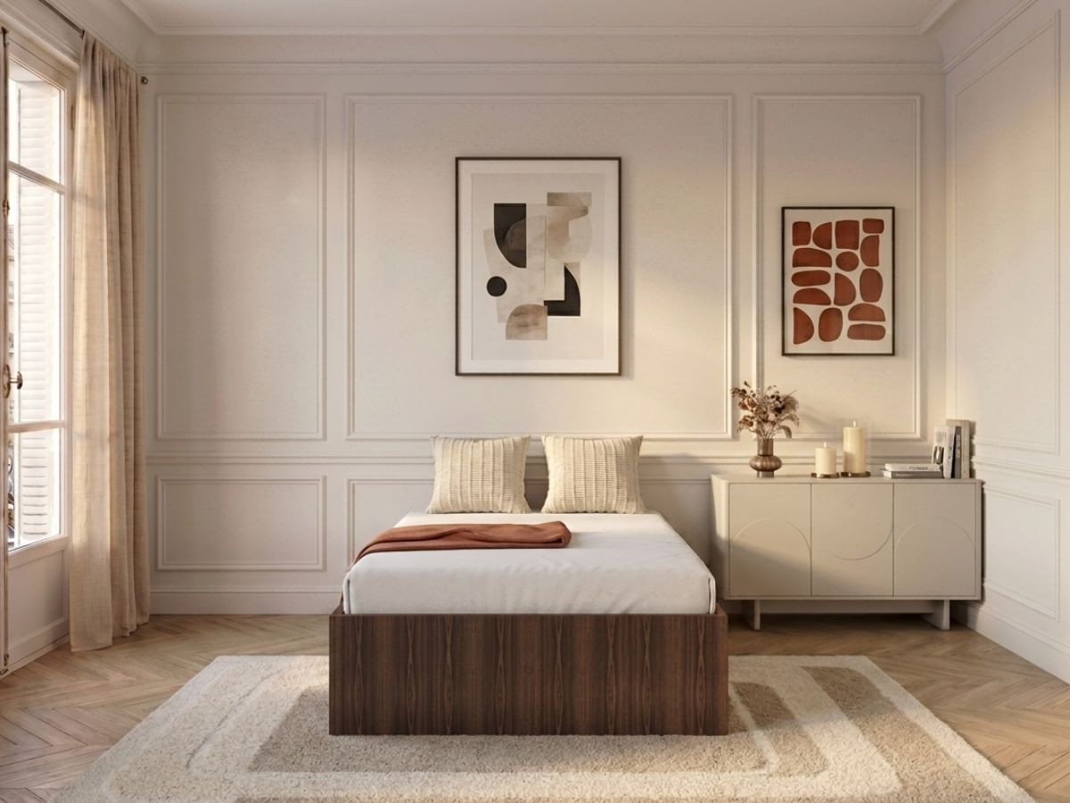 Sommier coffre NIRA rangement XL bois foncé