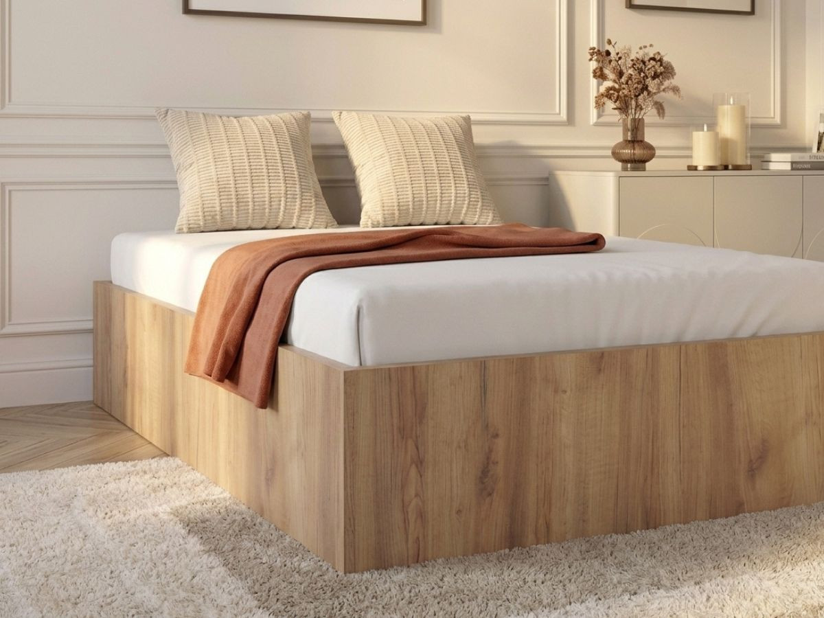Sommier coffre NIRA rangement XL bois clair — vue 4