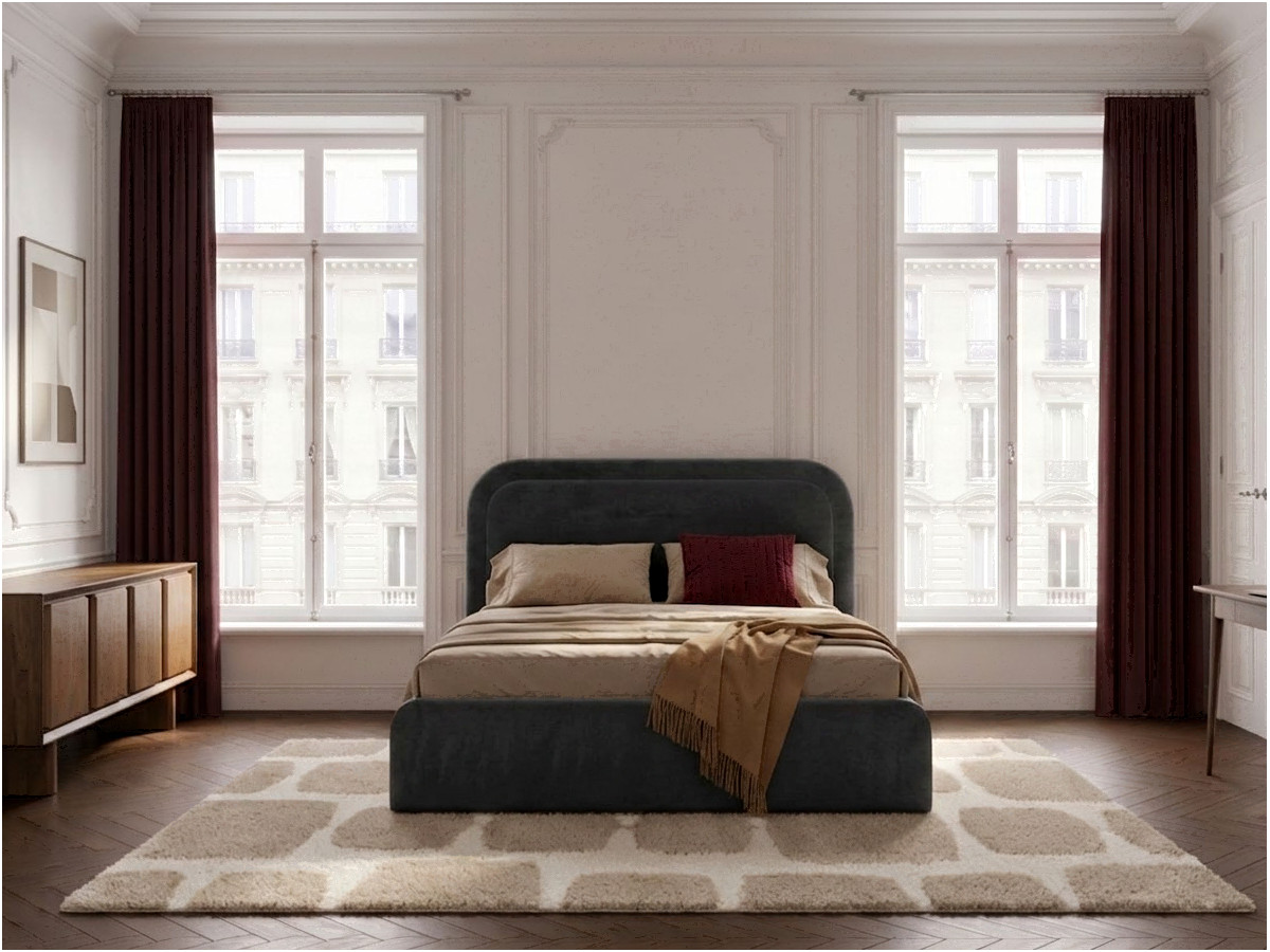 Lit coffre CASSIOPEE gris foncé