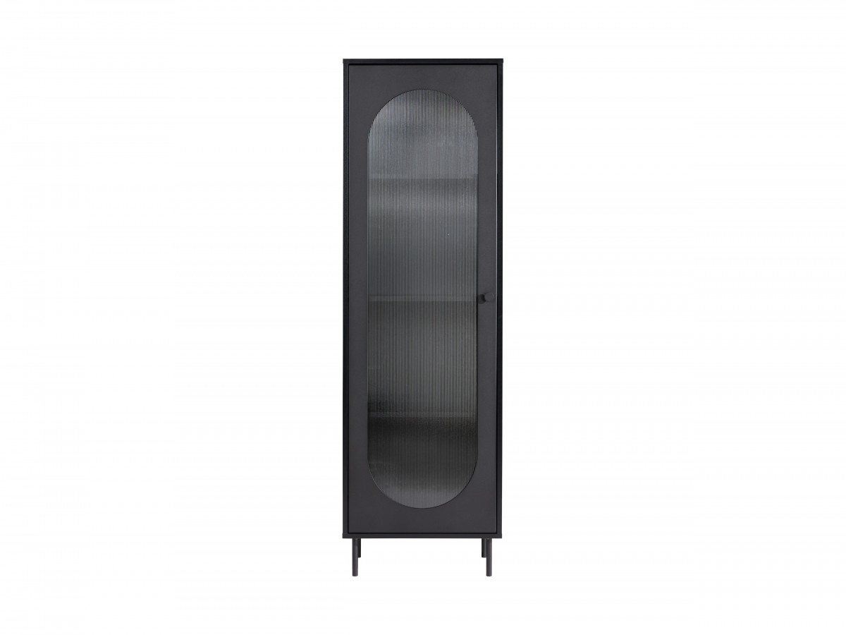 Vitrinekast H. 200 cm in gerookt glas SOHAN