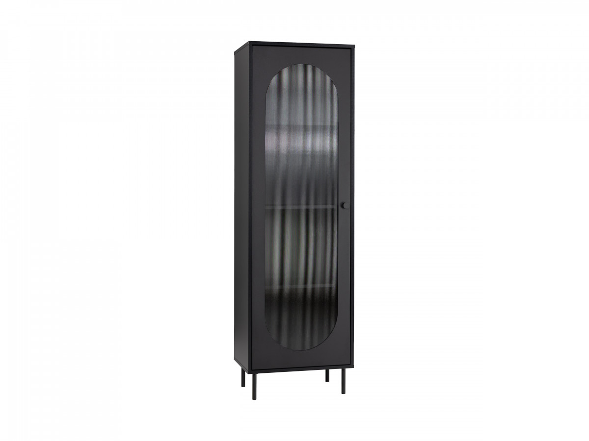 Vitrinekast H. 200 cm in gerookt glas SOHAN