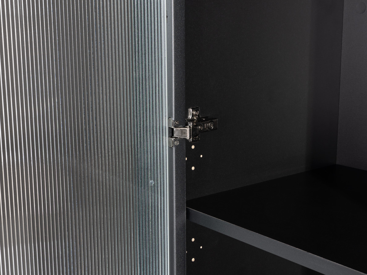Vitrinekast H. 200 cm in gerookt glas SOHAN