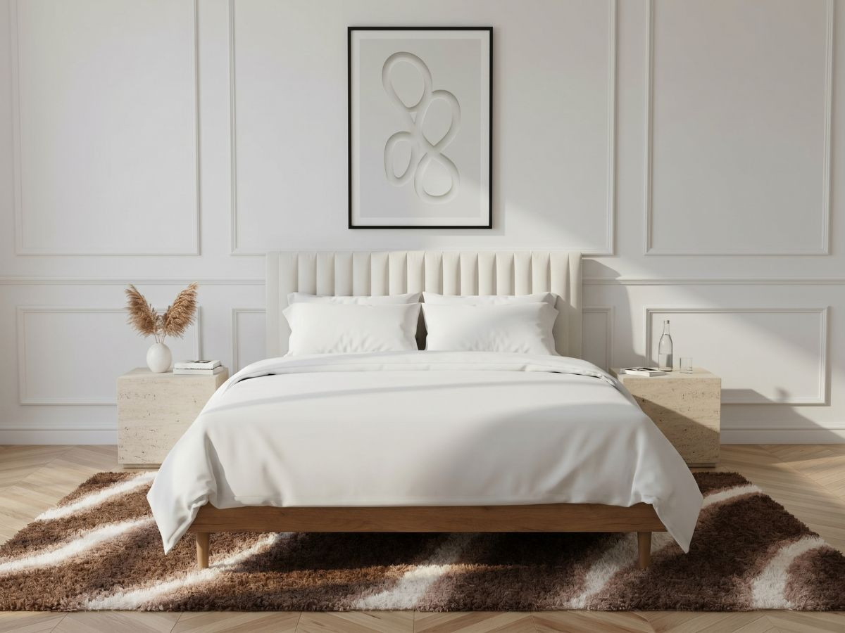 Lit OCEANE en 160 x 200 cm, matelas APOLLINE, couette tempérée en 240 x 260 cm et deux oreillers RE-DREAM en 60 x 60 cm