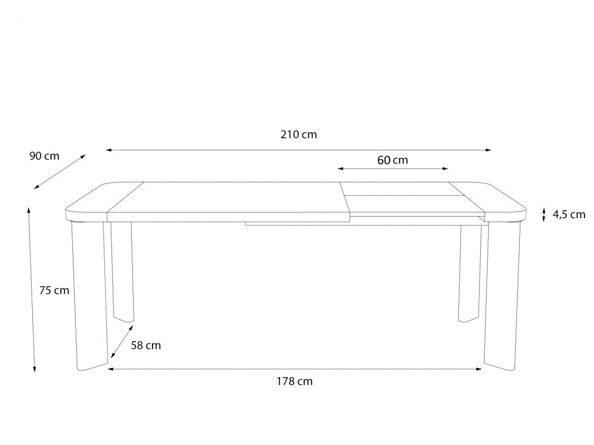 Table à manger extensible 150 à 210 cm LUMINY placage chêne massif