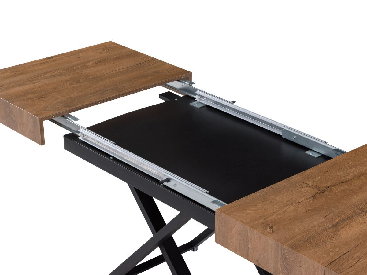 Uitschuifbare en in hoogte verstelbare salontafel ROMY houteffect