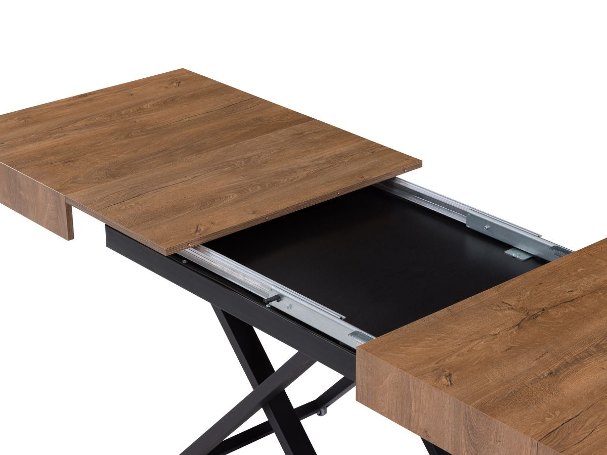 Uitschuifbare en in hoogte verstelbare salontafel ROMY houteffect