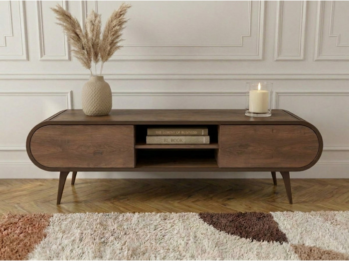 Meuble TV 2 portes 2 niches 180 cm BILLIE