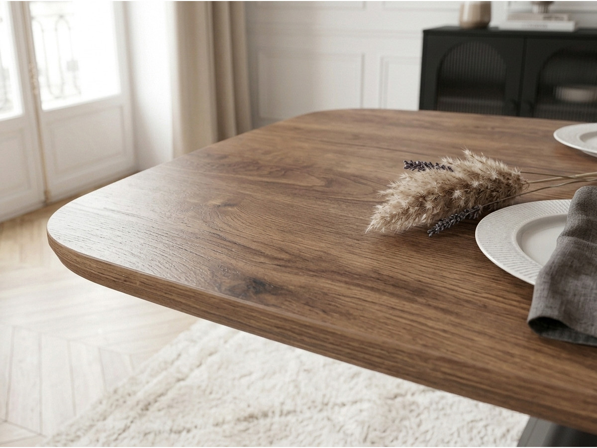 Uitschuifbare rechthoekige eettafel 180 cm JUDE houteffect