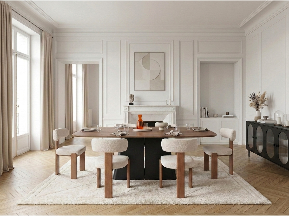 Table à manger extensible rectangulaire 180 cm JUDE effet bois
