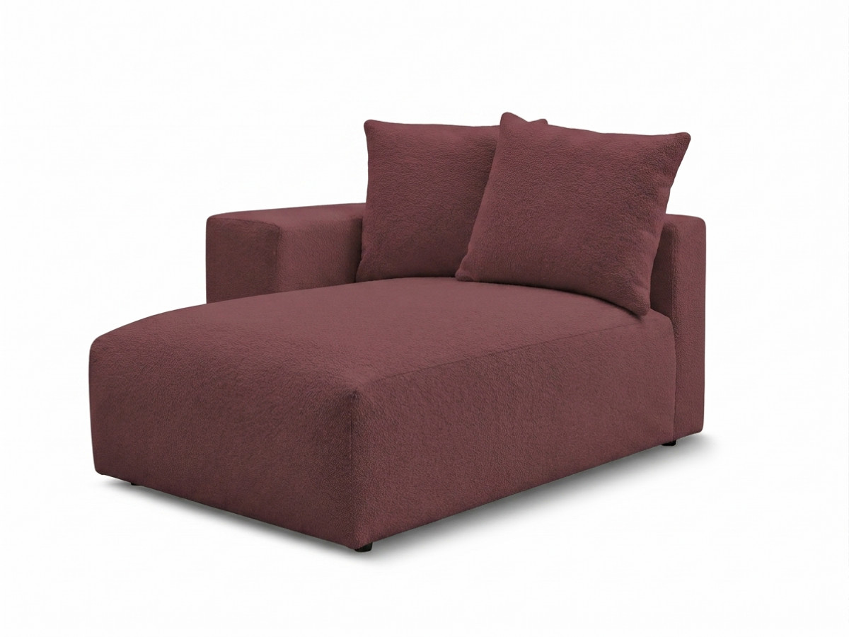 Méridienne avec accoudoir pour canapé modulable VOLTAIRE chiné rouge