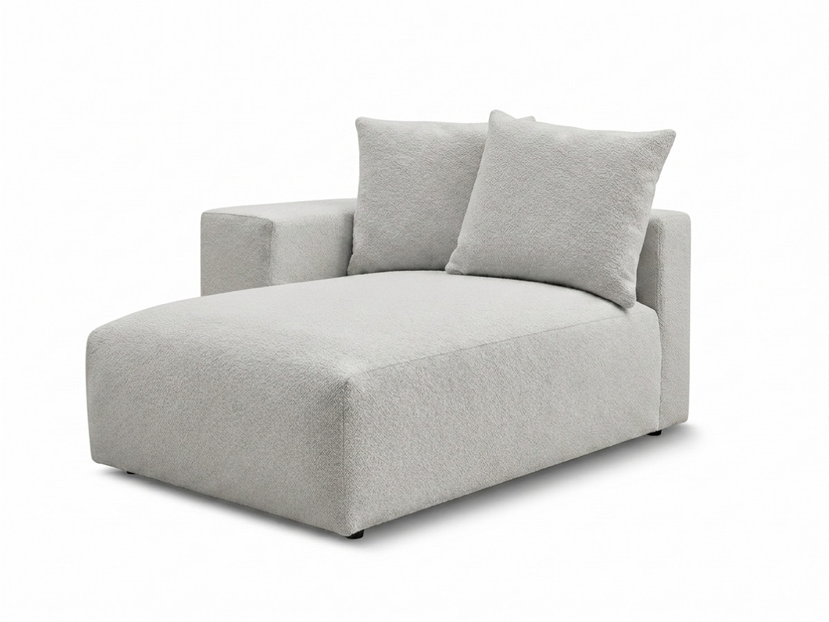 Méridienne avec accoudoir pour canapé modulable VOLTAIRE chiné gris clair