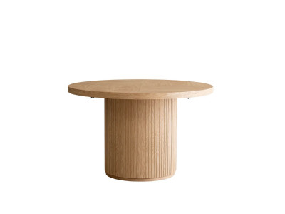Table à manger ronde extensible 120 à 204 cm PRADO placage chêne massif avec rangements
