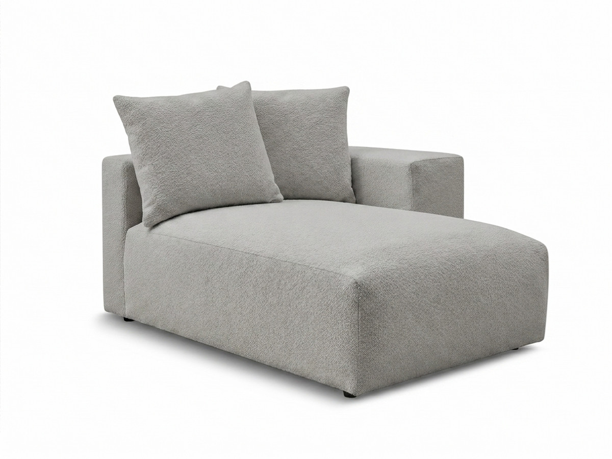 Méridienne avec accoudoir pour canapé modulable VOLTAIRE tissu chiné gris foncé angle droit BOBOCHIC 1 places