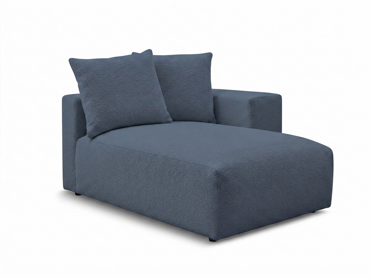 Méridienne avec accoudoir pour canapé modulable VOLTAIRE tissu chiné bleu foncé  angle droit BOBOCHIC 1 places