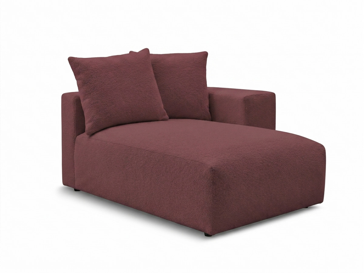 Méridienne avec accoudoir pour canapé modulable VOLTAIRE tissu chiné rouge  angle droit BOBOCHIC 1 places