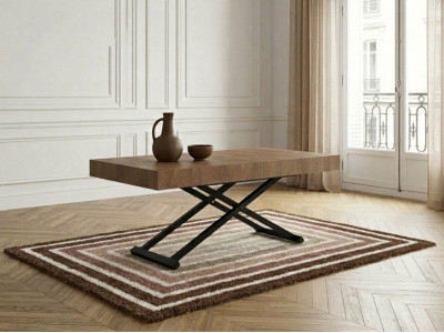 Table basse extensible et relevable ROMY effet bois