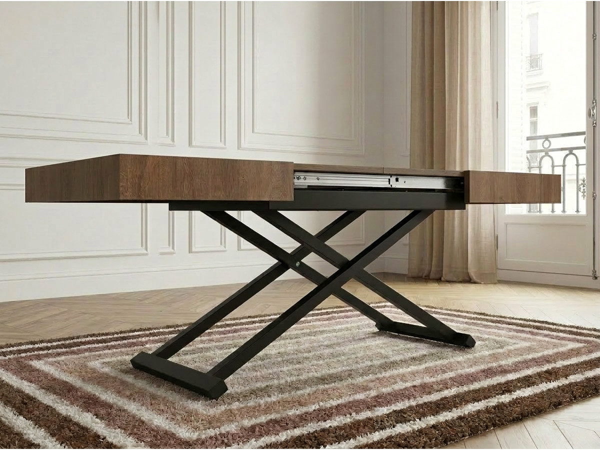 Table basse extensible et relevable ROMY effet bois