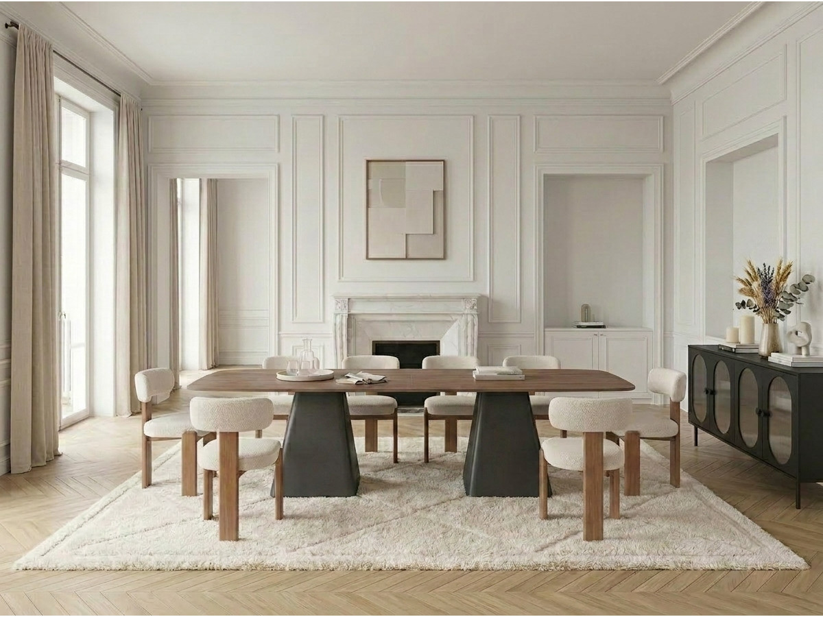 Table à manger extensible rectangulaire 180 cm JUDE effet bois — vue 4