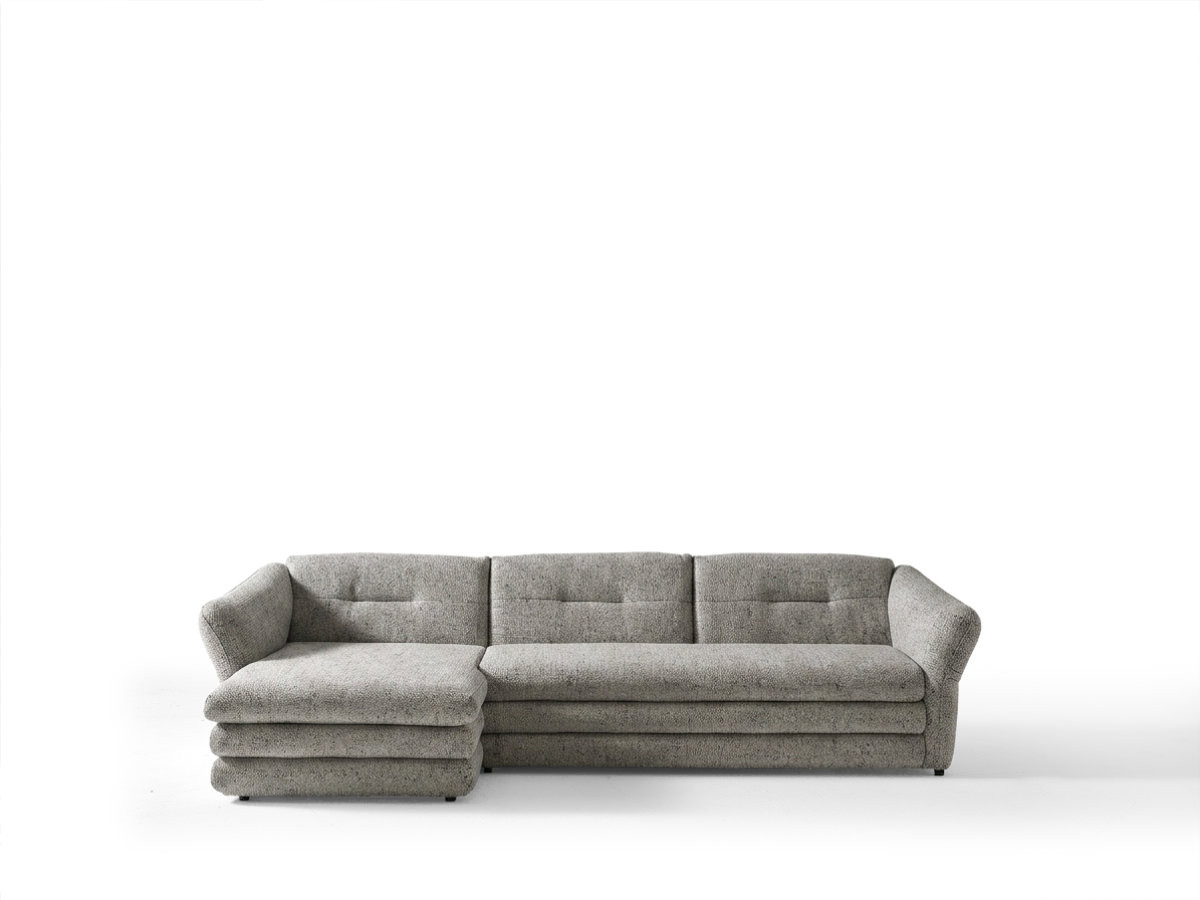 canapé d'angle fixe marble tissu chiné de couleur taupe