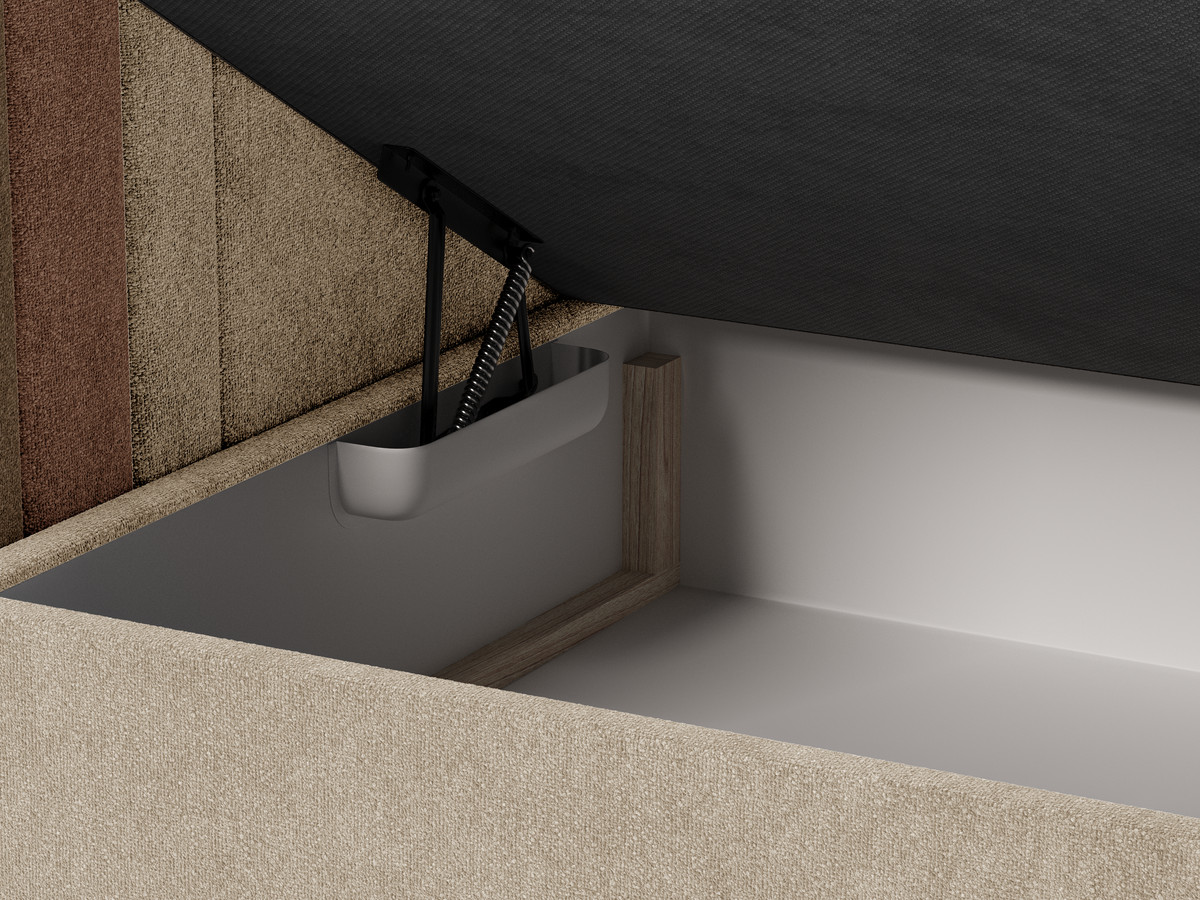 Lit coffre OPALINE tissu texturé