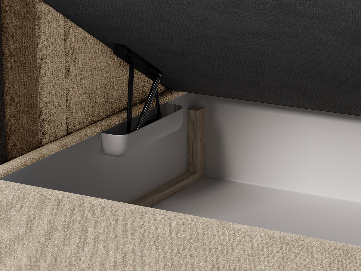 Lit coffre OPALINE tissu texturé