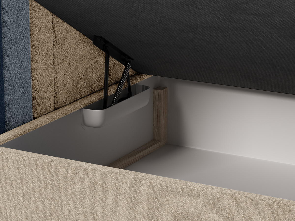 Lit coffre OPALINE tissu texturé
