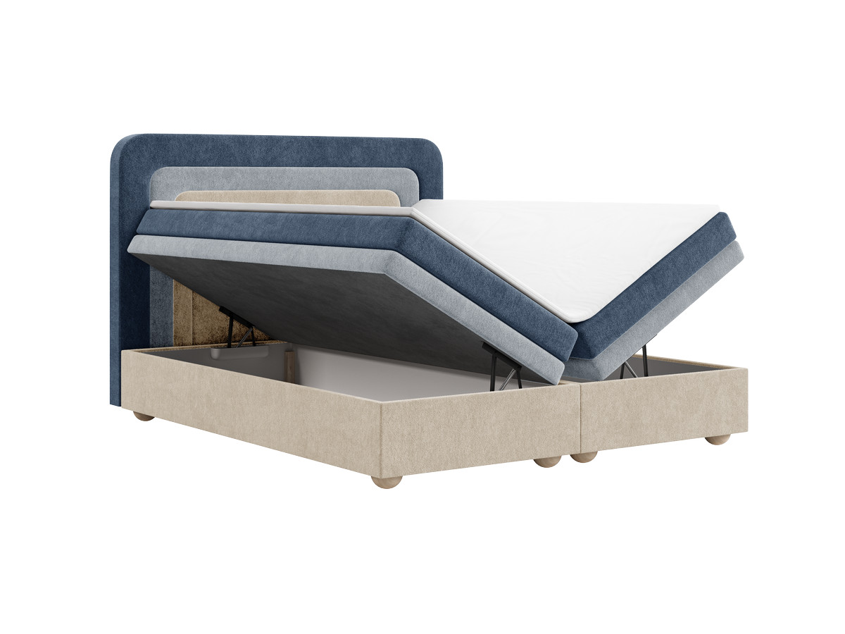 Lit coffre OPALINE tissu texturé