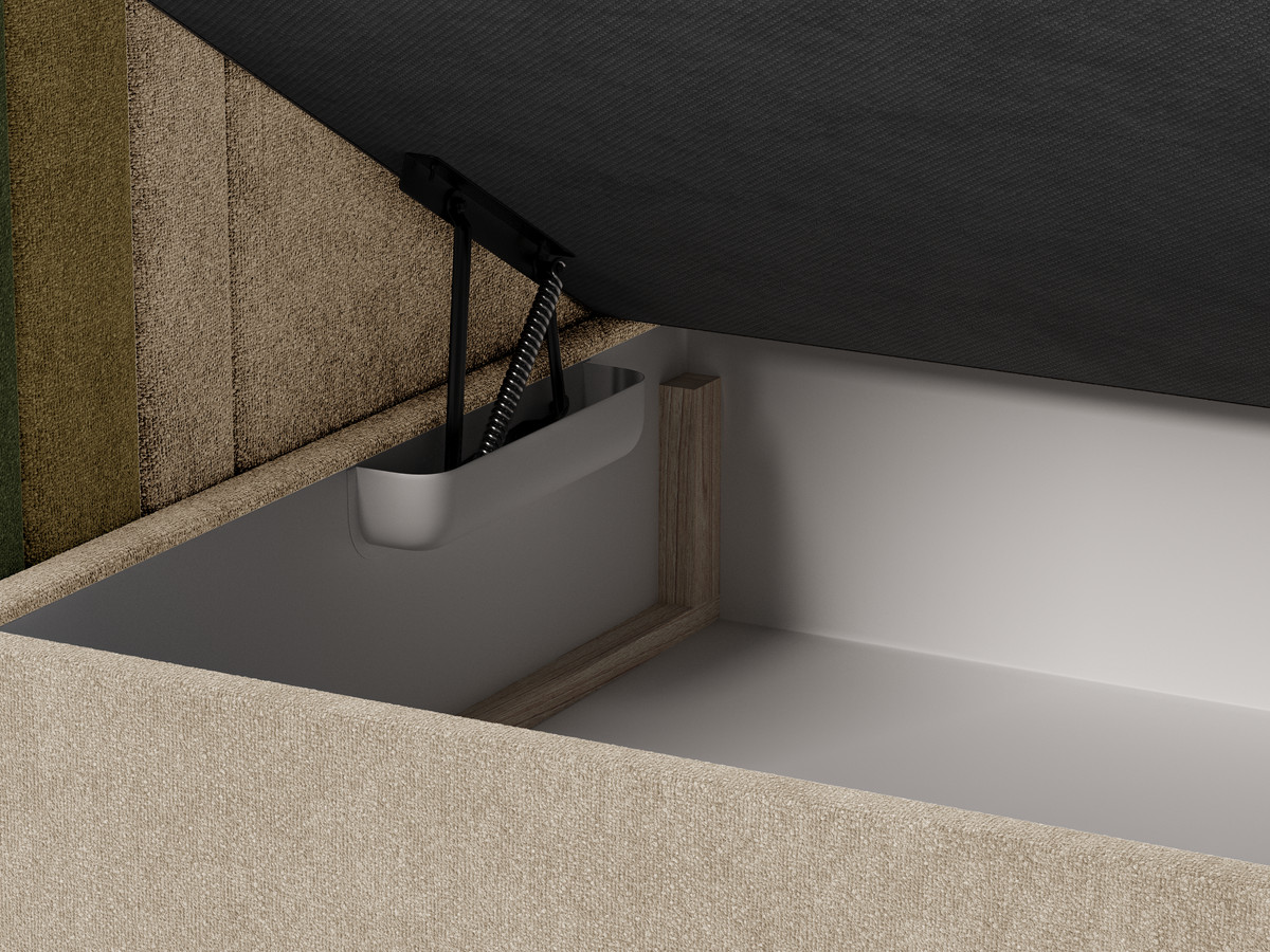 Lit coffre OPALINE tissu texturé