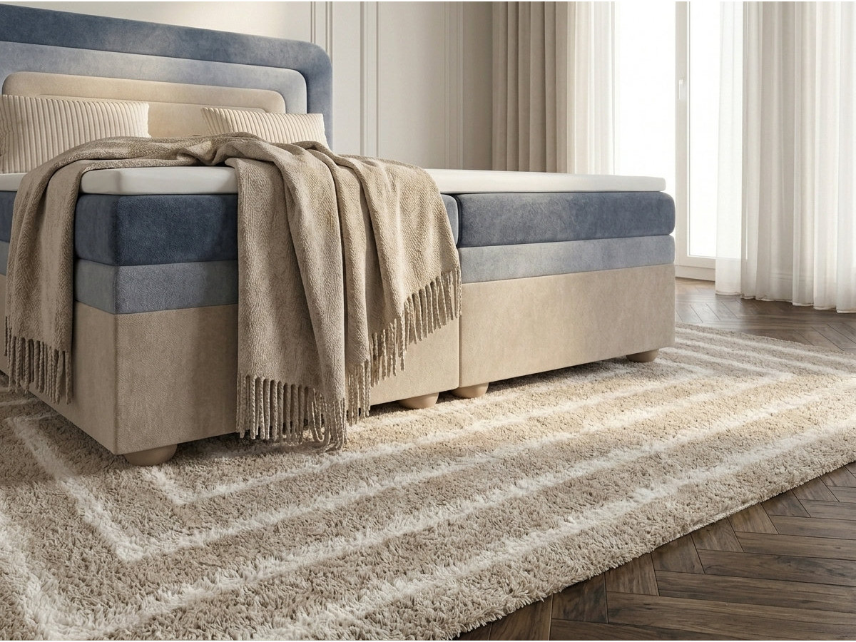 Lit coffre OPALINE tissu texturé