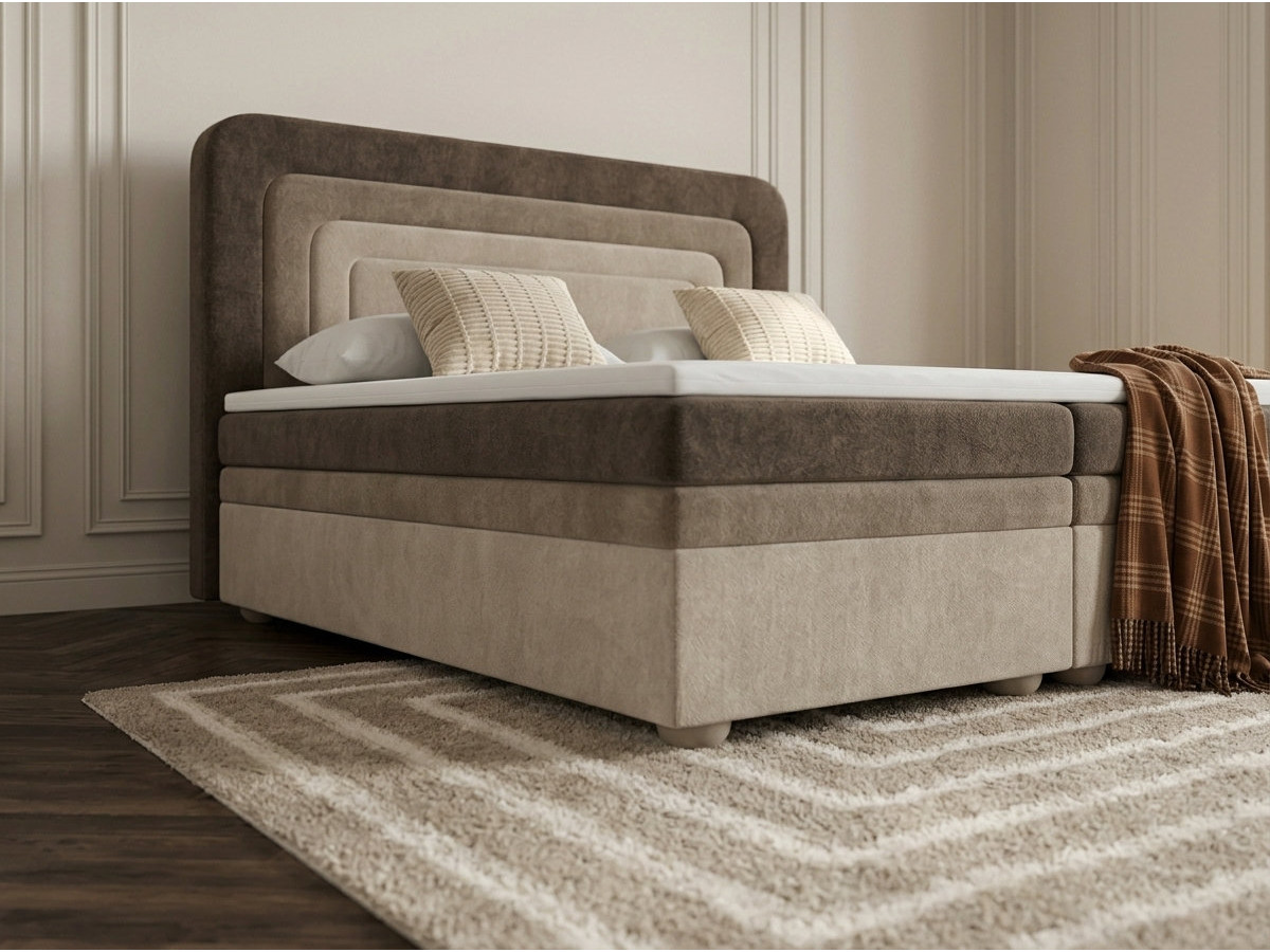 Lit coffre OPALINE tissu texturé