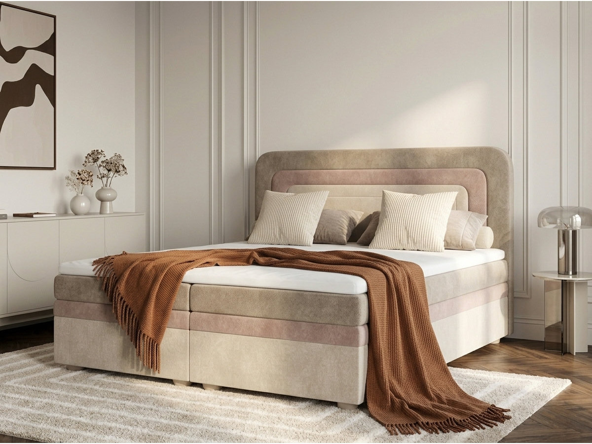 Lit coffre OPALINE tissu texturé