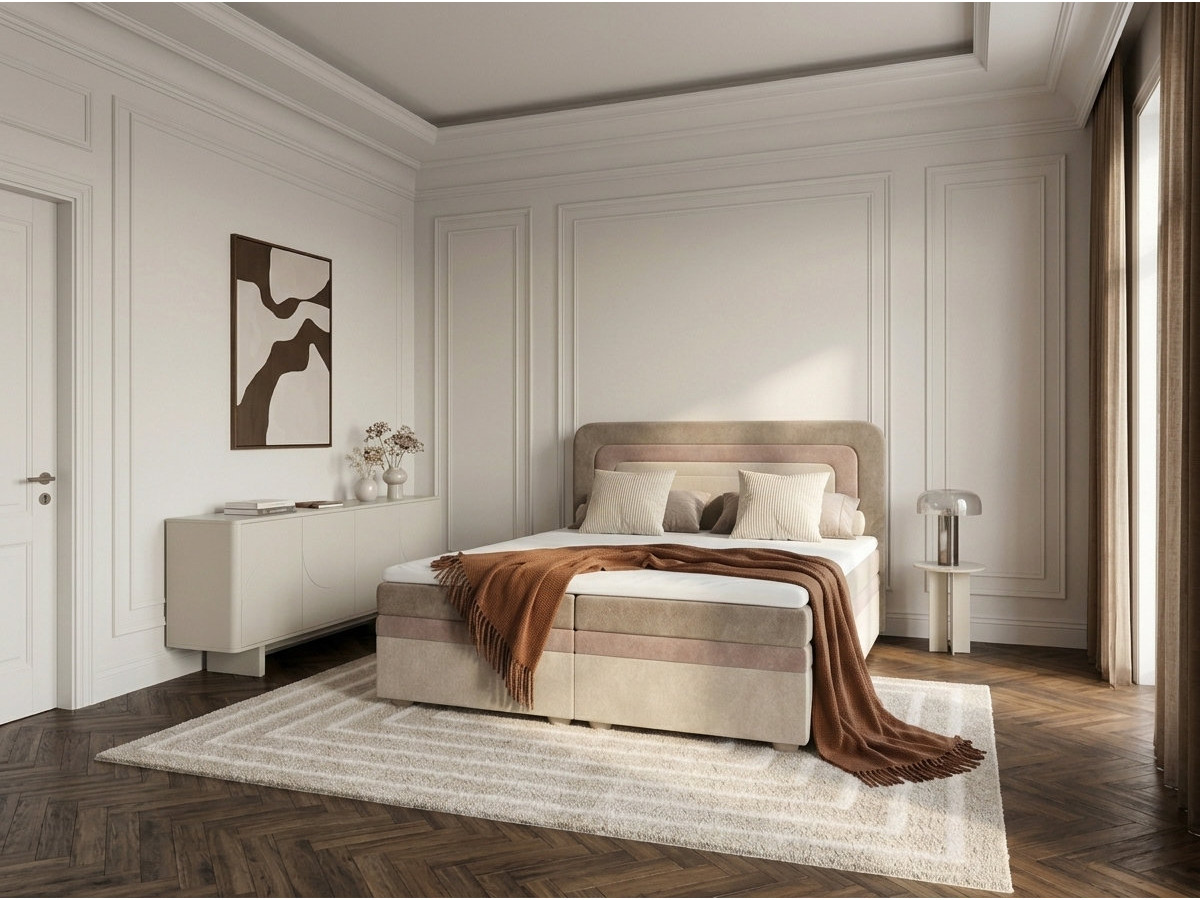 Lit coffre OPALINE texturé rose — vue 6