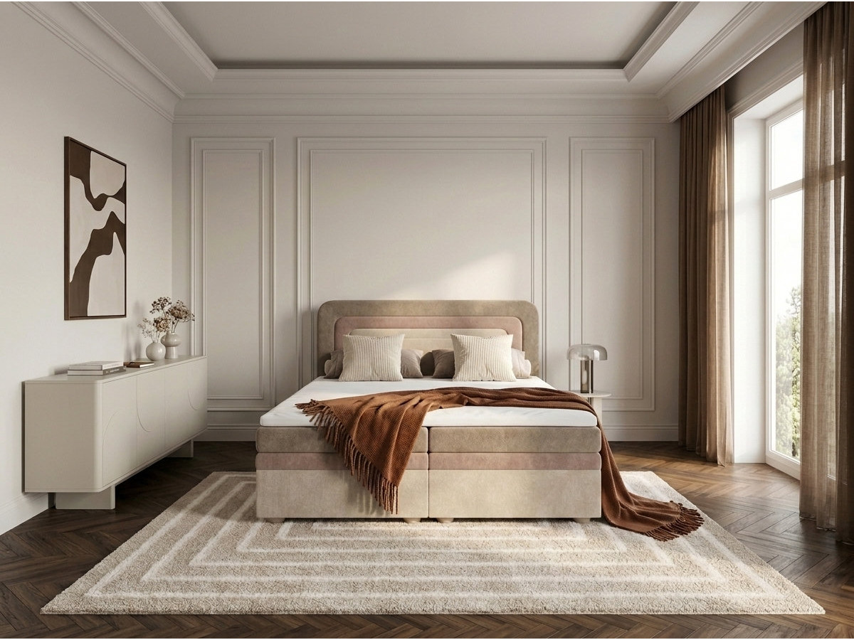Lit coffre OPALINE tissu texturé