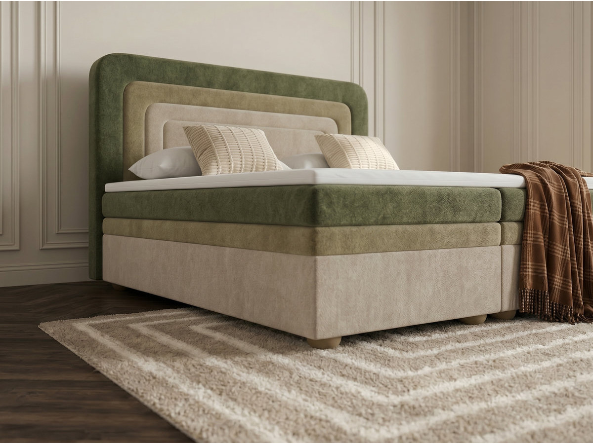 Lit coffre OPALINE tissu texturé