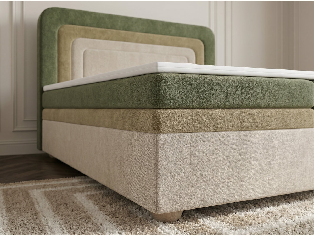 Lit coffre OPALINE tissu texturé