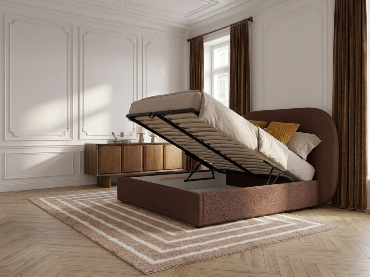 Lit coffre SELIN bouclette orange — vue 4