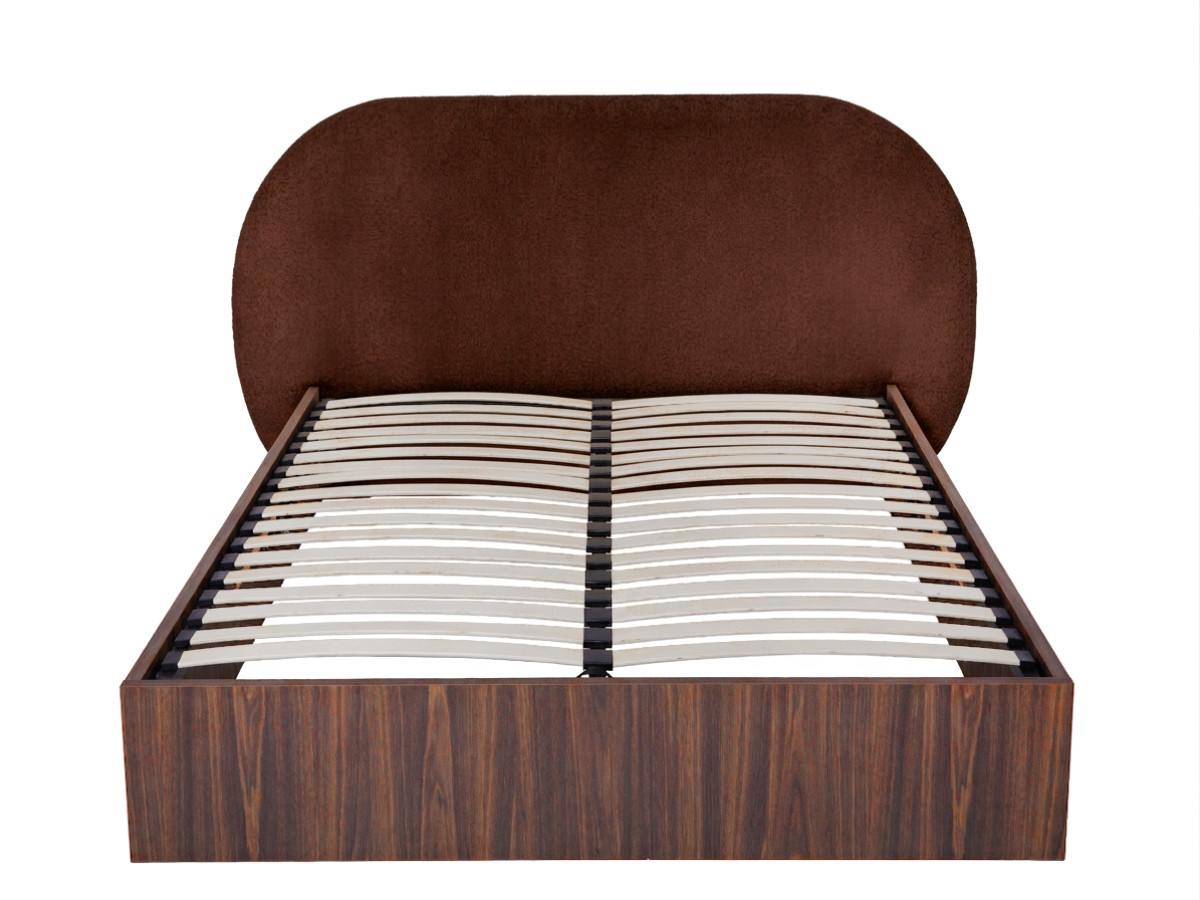 Lit coffre SELIN bois foncé orange — vue 3