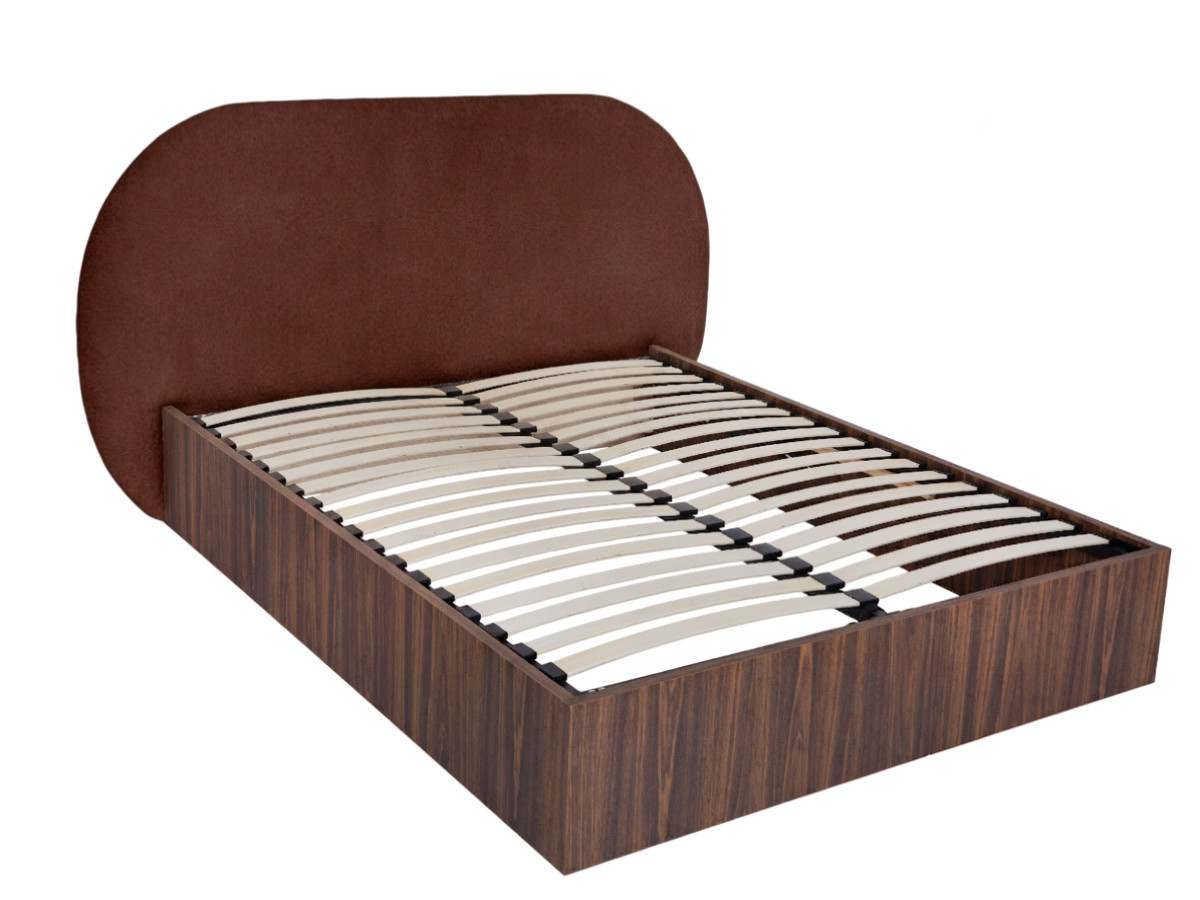 Lit coffre SELIN bois foncé orange — vue 6