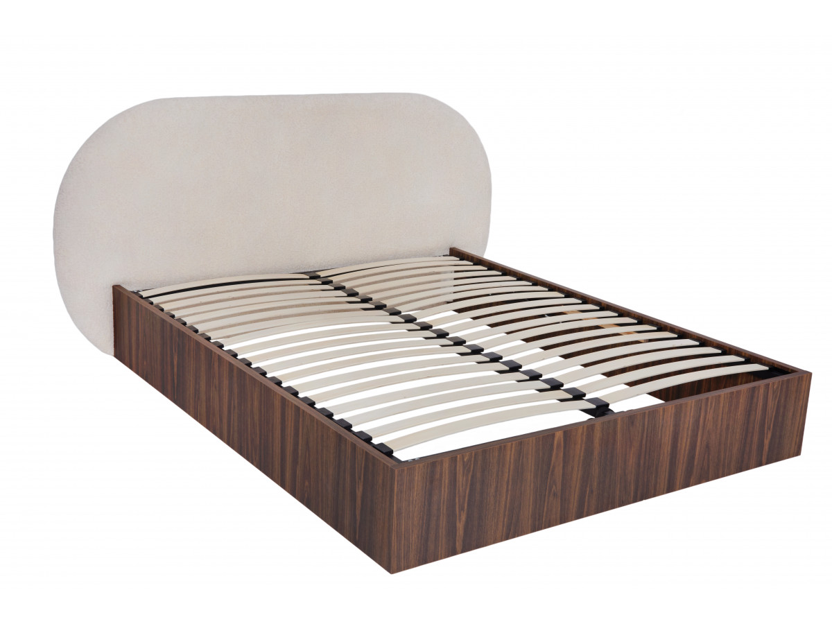Lit coffre SELIN bois foncé beige — vue 6