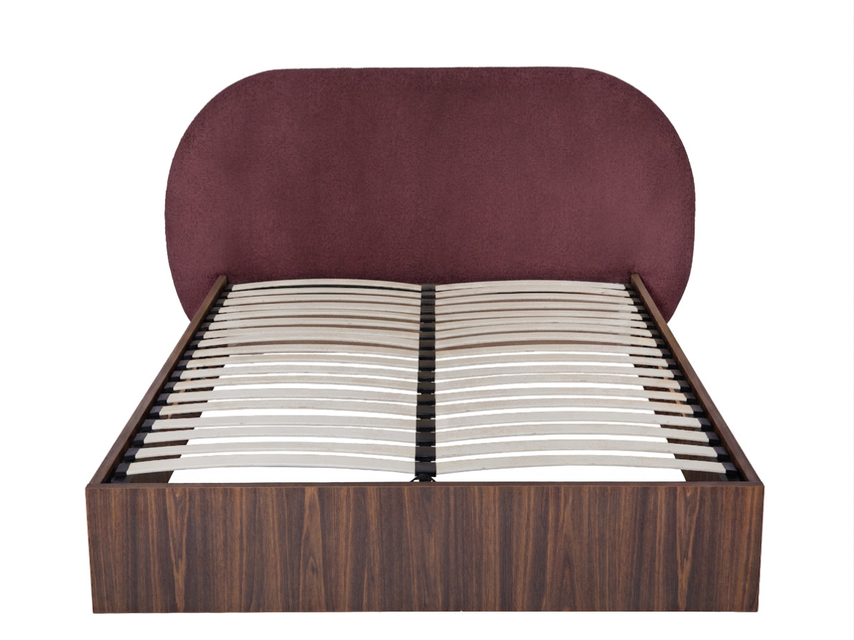 Lit coffre SELIN bois foncé rouge — vue 3
