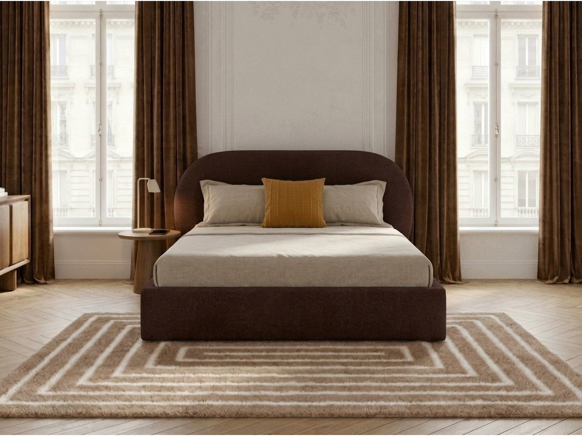 Lit coffre SELIN bouclette orange