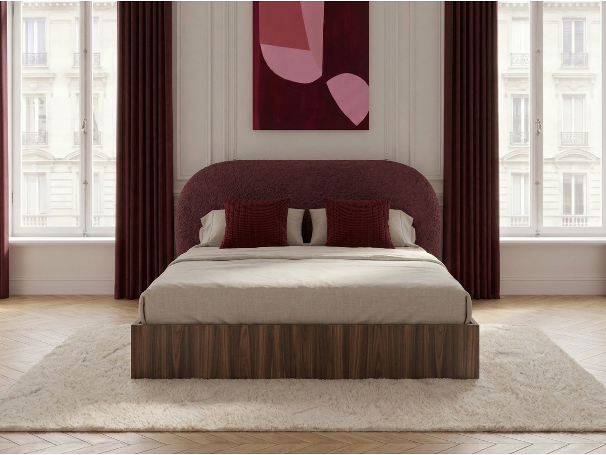 Lit coffre SELIN bois foncé rouge