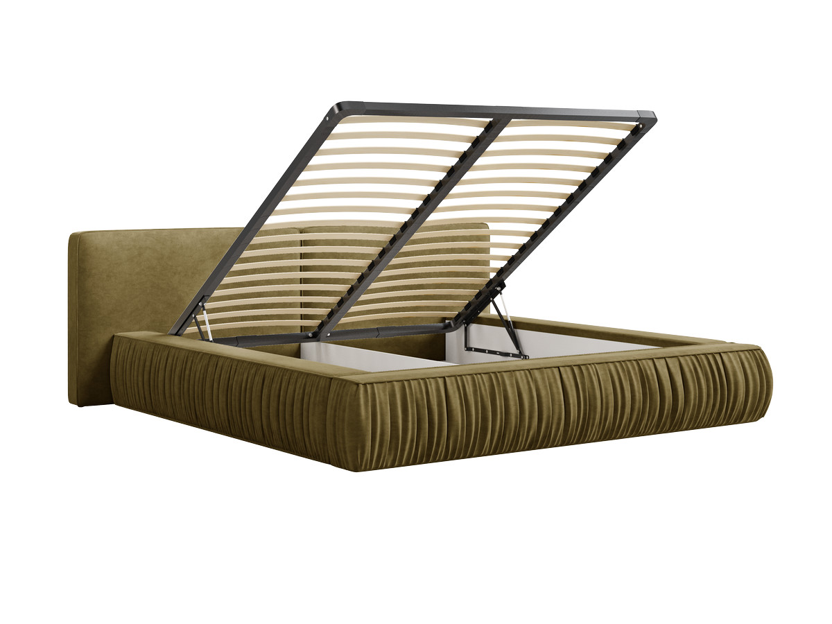 Lit coffre bas MARQUISE tissu velours lisse