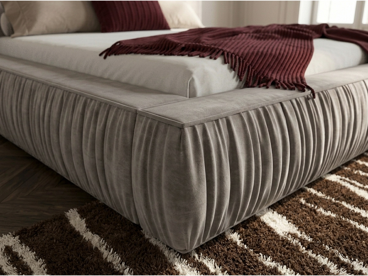 Lit bas coffre MARQUISE tissu velours lisse
