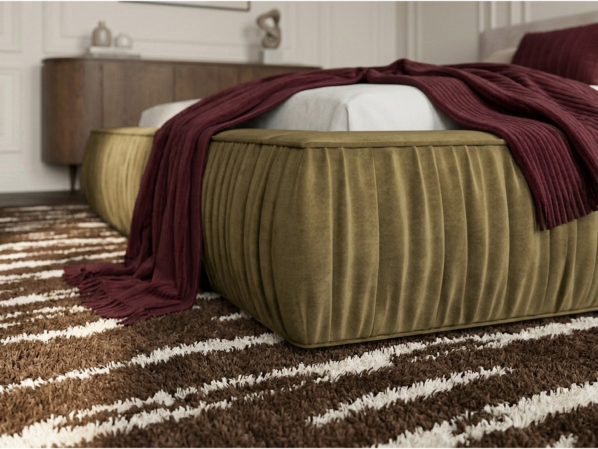 Lit coffre bas MARQUISE velours lisse vert — vue 6