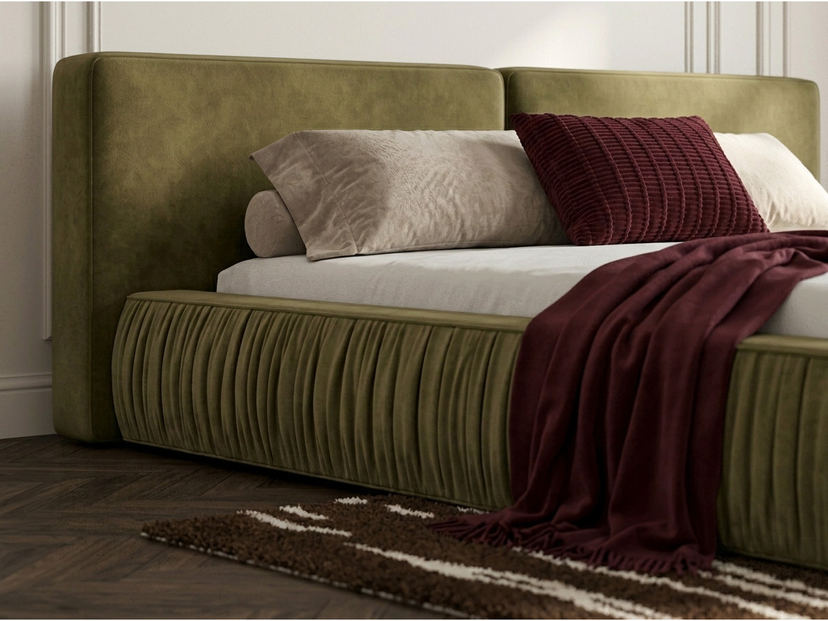 Lit coffre MARQUISE tissu velours lisse