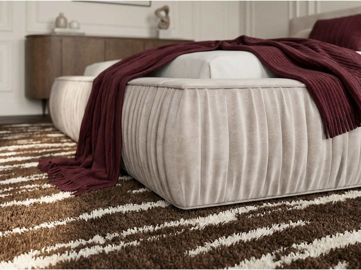 Lit bas coffre MARQUISE tissu velours lisse