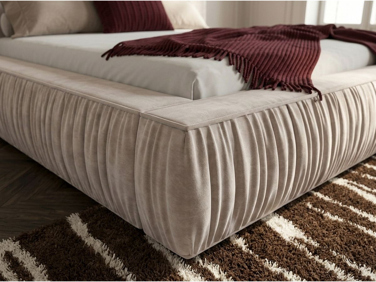Lit bas coffre MARQUISE tissu velours lisse